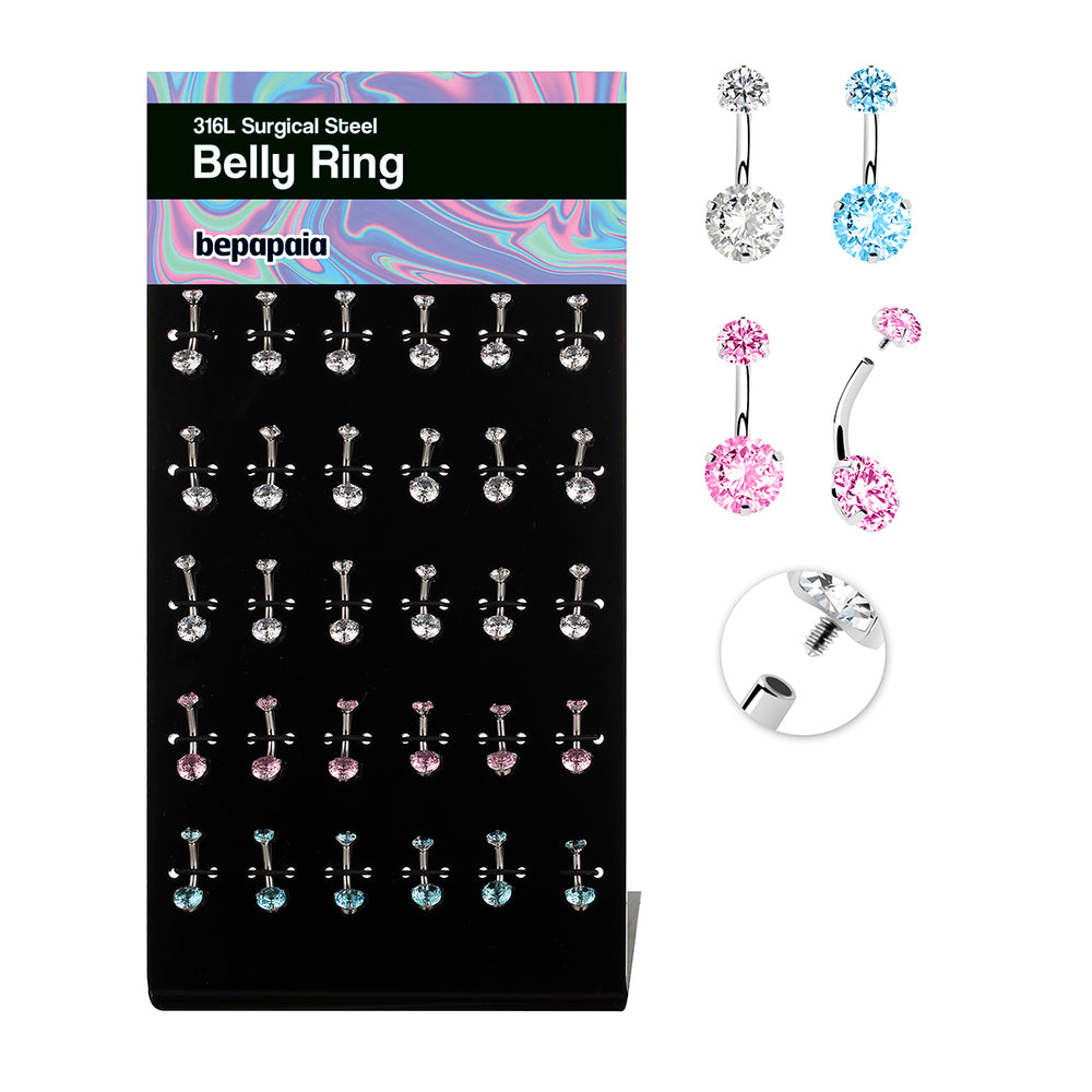 Piercing de ombligo con brillante engarzado y rosca interna