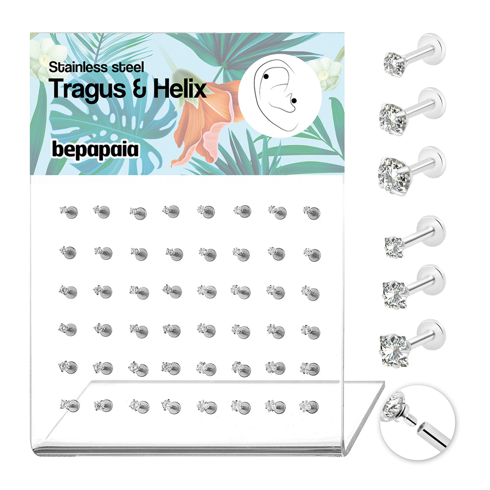 Piercing de oreja con circonita engarzada