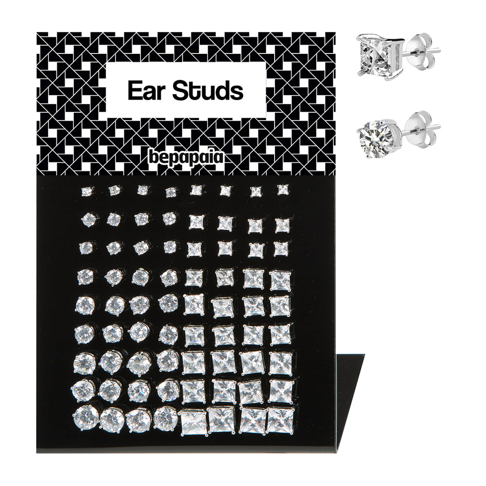 Puce d’oreille en acier avec zircone