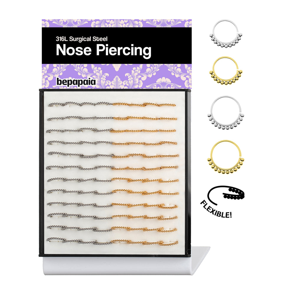 Anneau flexible en acier chirurgical à perles