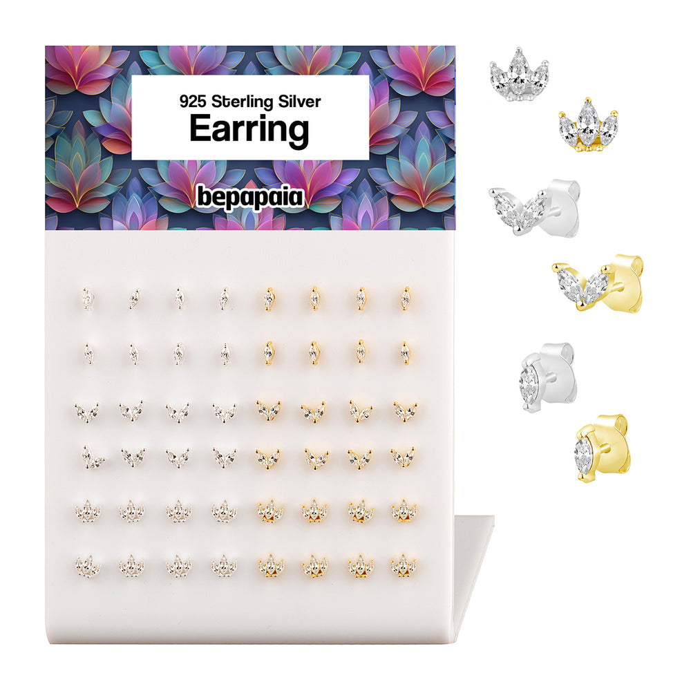 Silver earring with petals