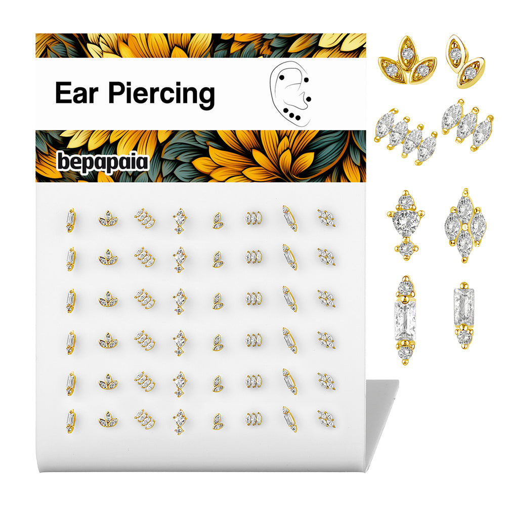 Labret ethnique doré avec pétales et zircones