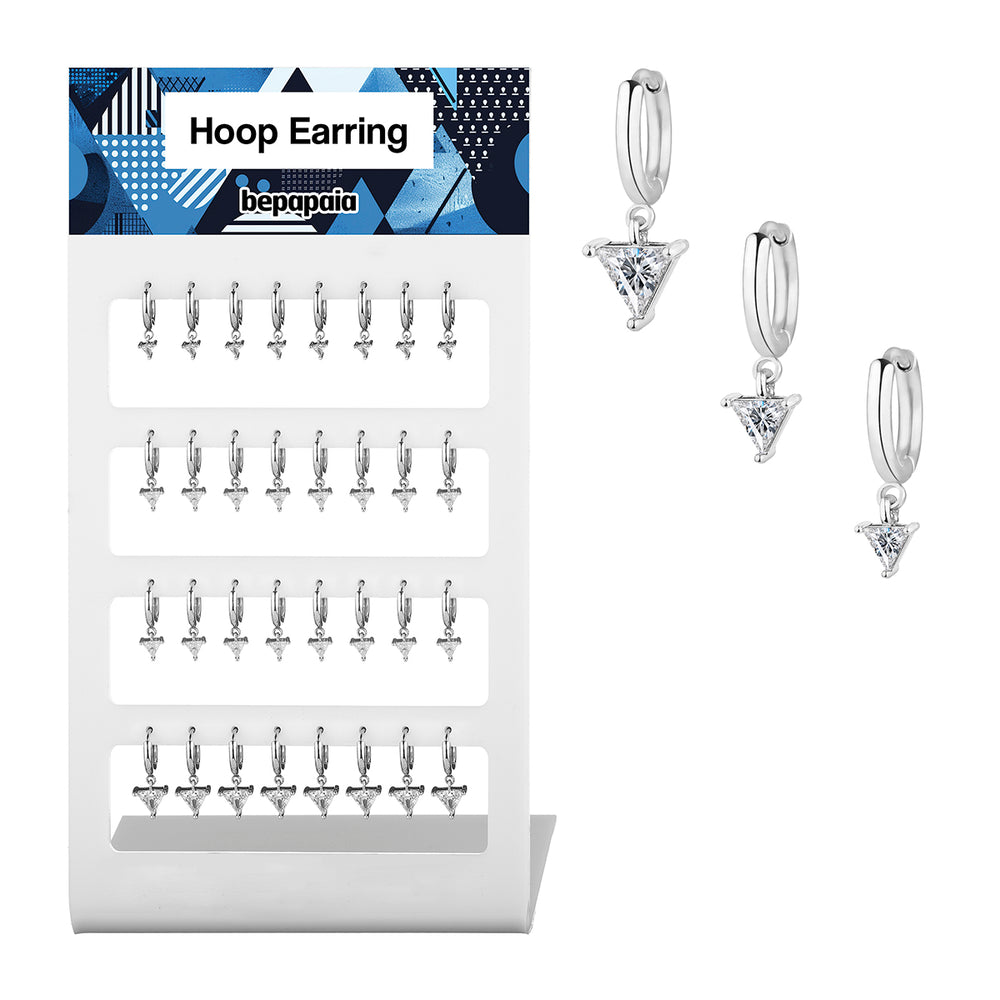 Créoles avec zircon coupe triangulaire