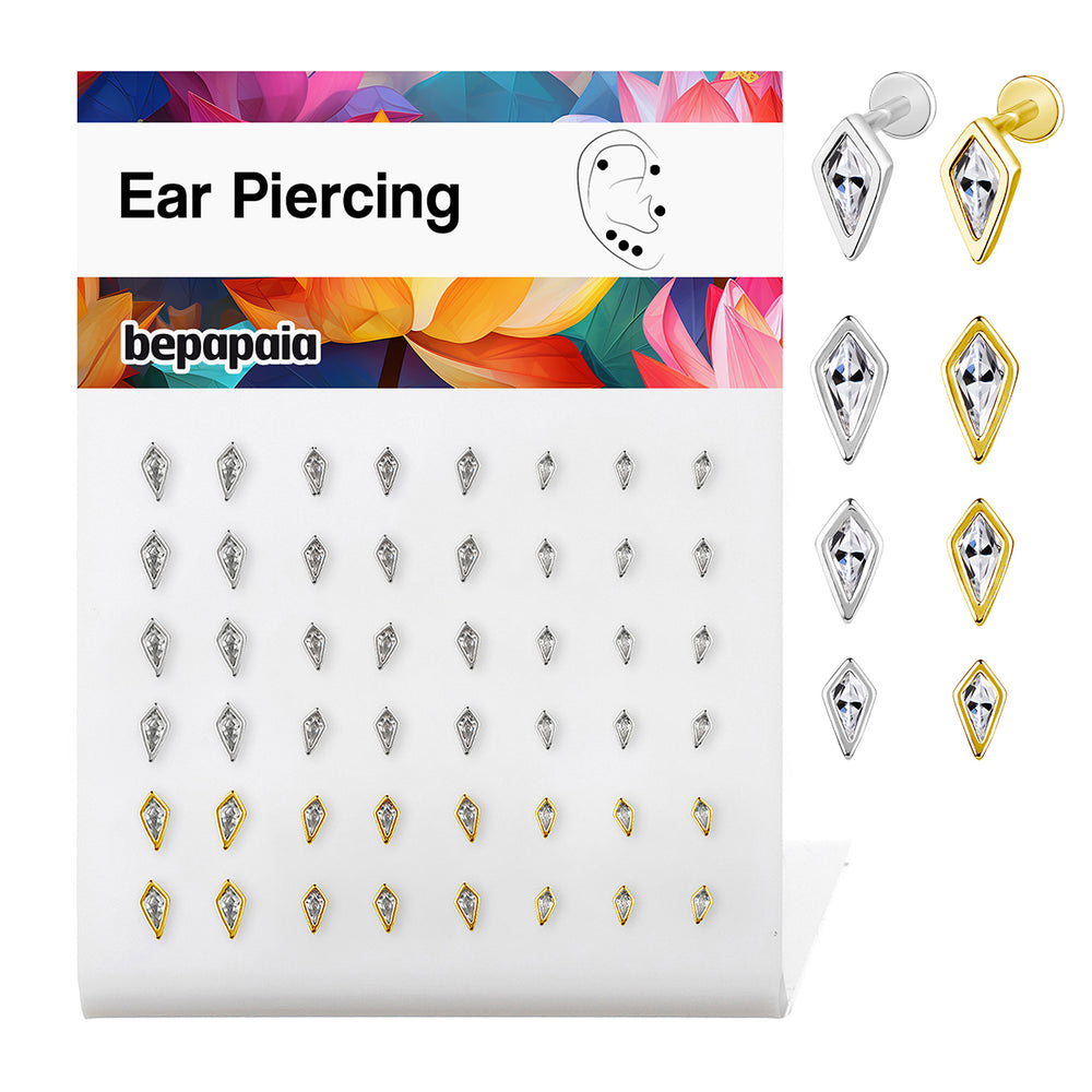 Labret avec zircon taillé en cerf-volant