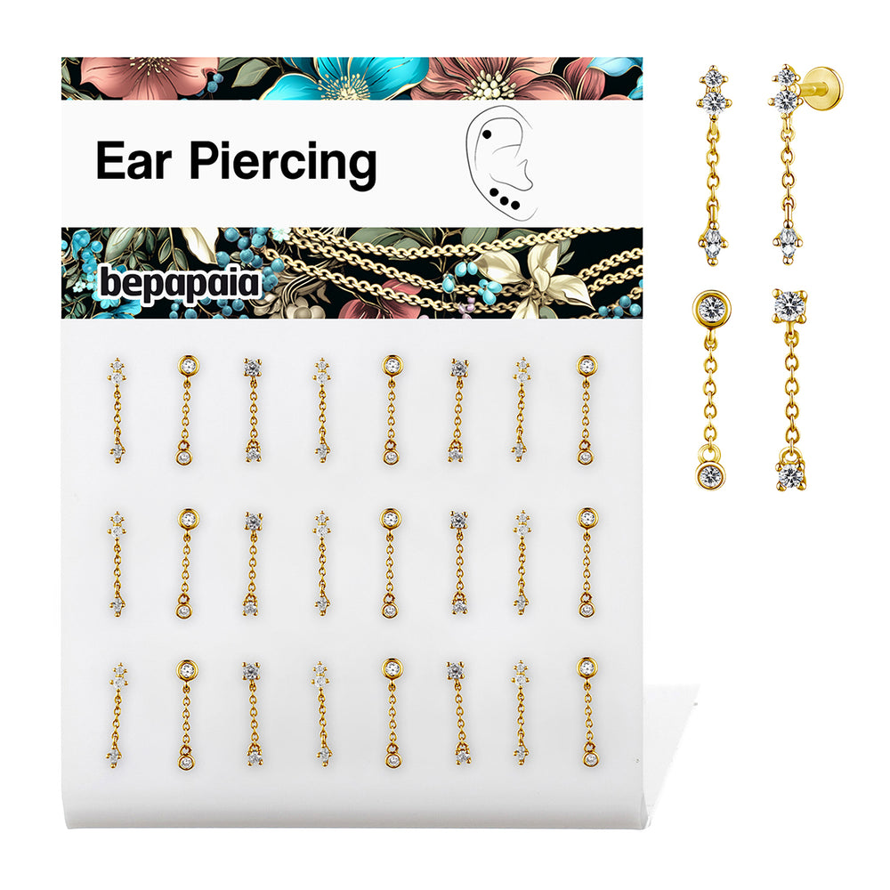 Labret Chic doré à chaîne pendante