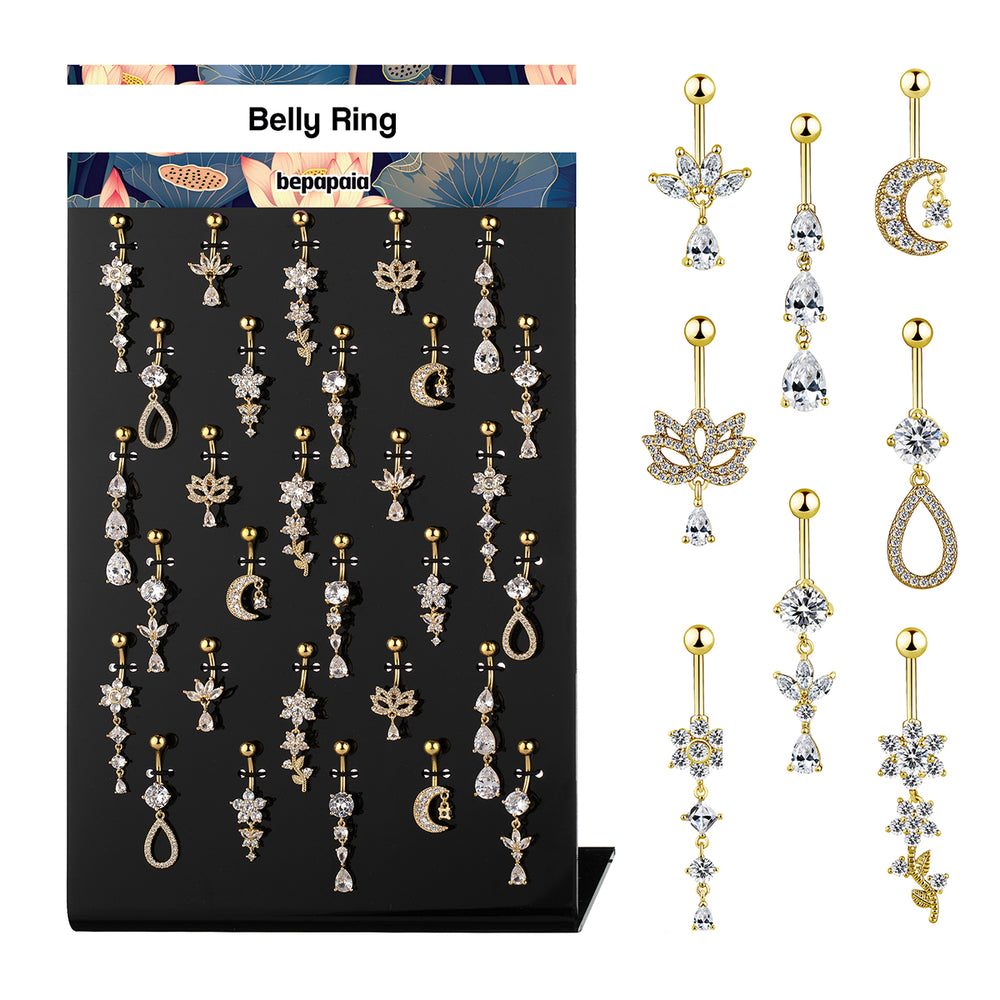 Piercing de nombril doré avec pendentifs chics II