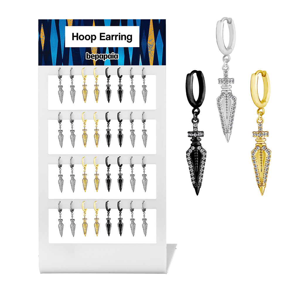 Boucles d'oreilles créoles avec flèche et zircons