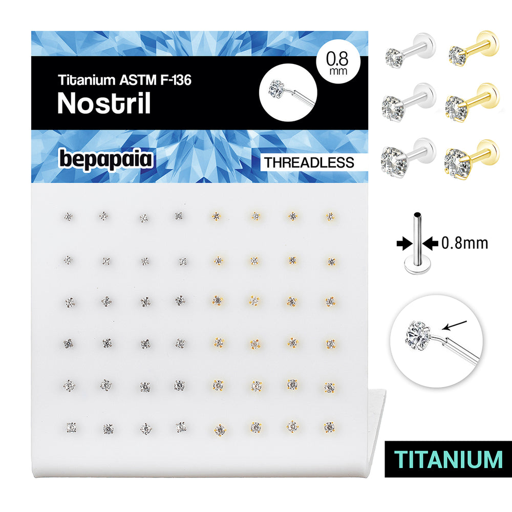 Labret Threadless en Titane de 0,8 mm pour le Nez