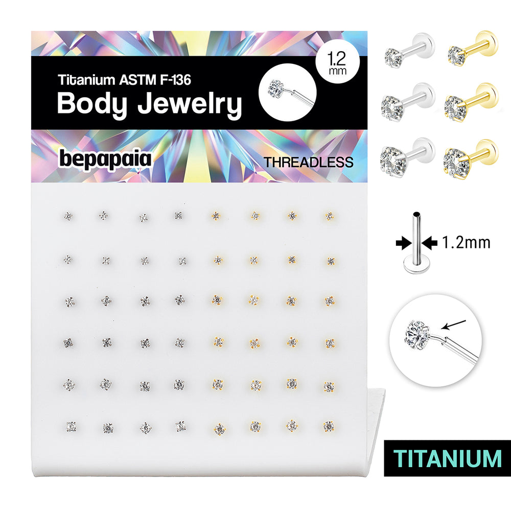 Labret Threadless en Titane de 1,2 mm