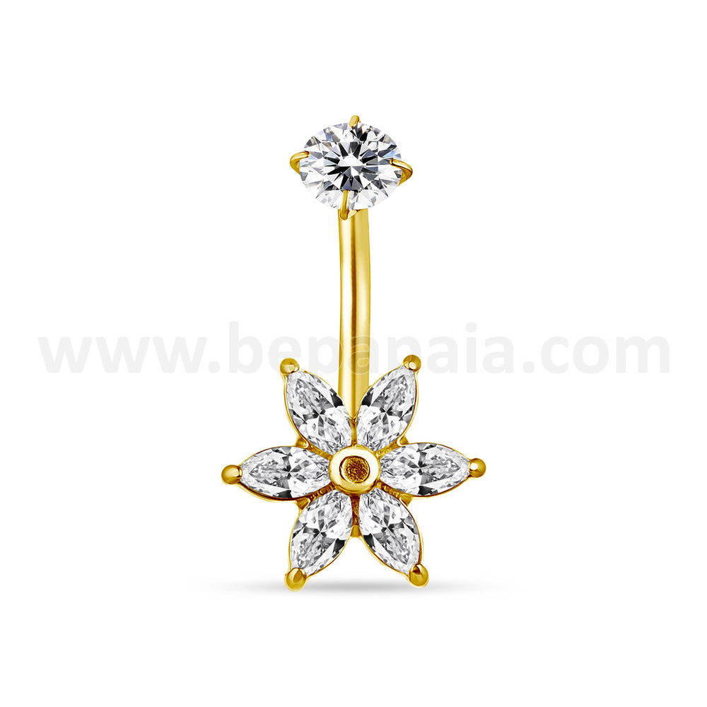 Piercing Nombril Doré avec Pétales