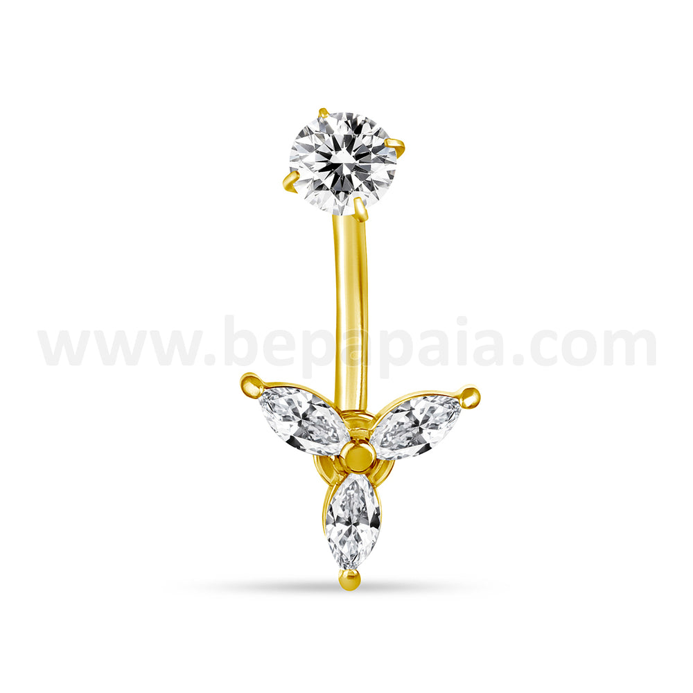 Piercing Nombril Doré avec Pétales