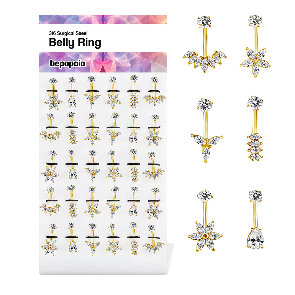 Piercing Nombril Doré avec Pétales