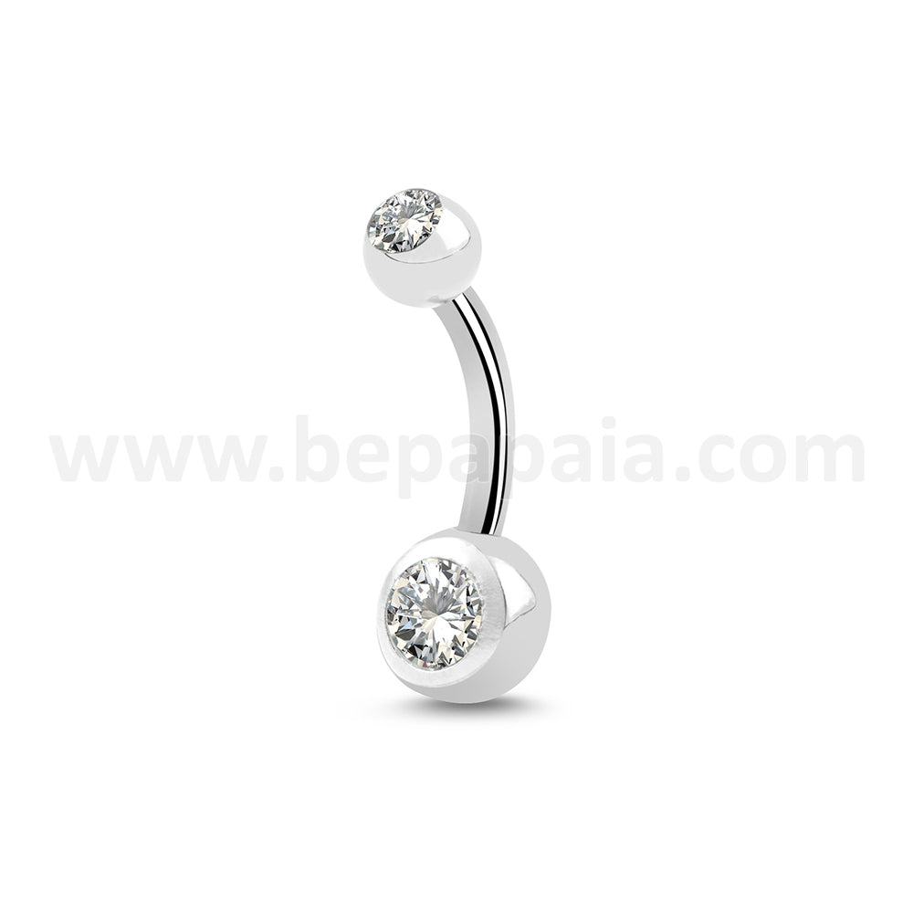 Piercing de Nombril en Titane avec Double Zircon