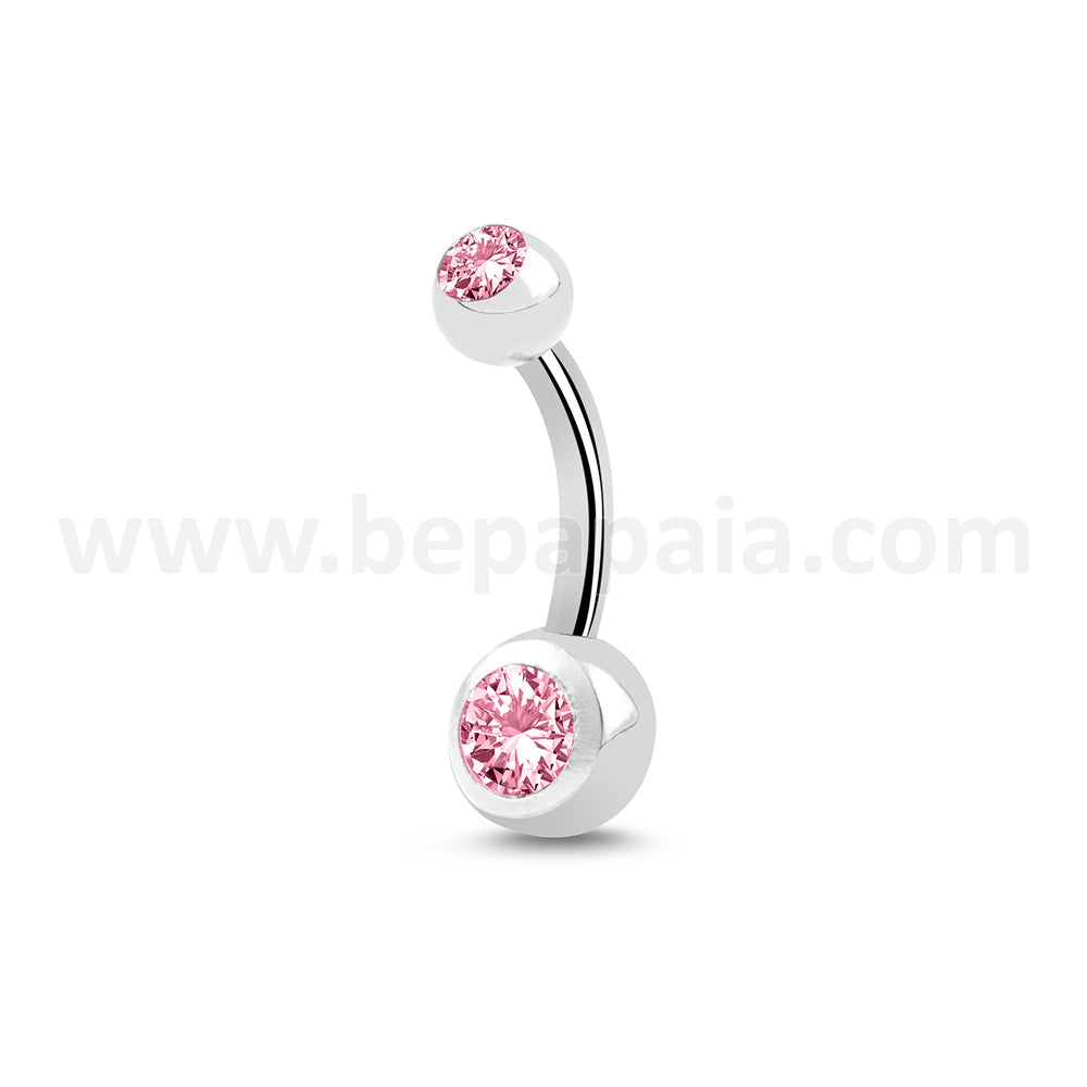 Piercing de Nombril en Titane avec Double Zircon