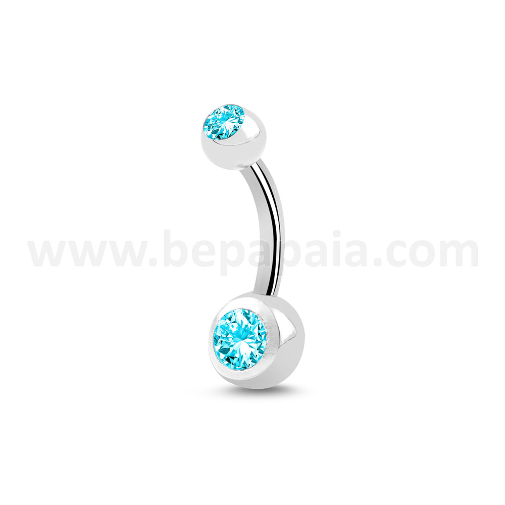Piercing de Nombril en Titane avec Double Zircon