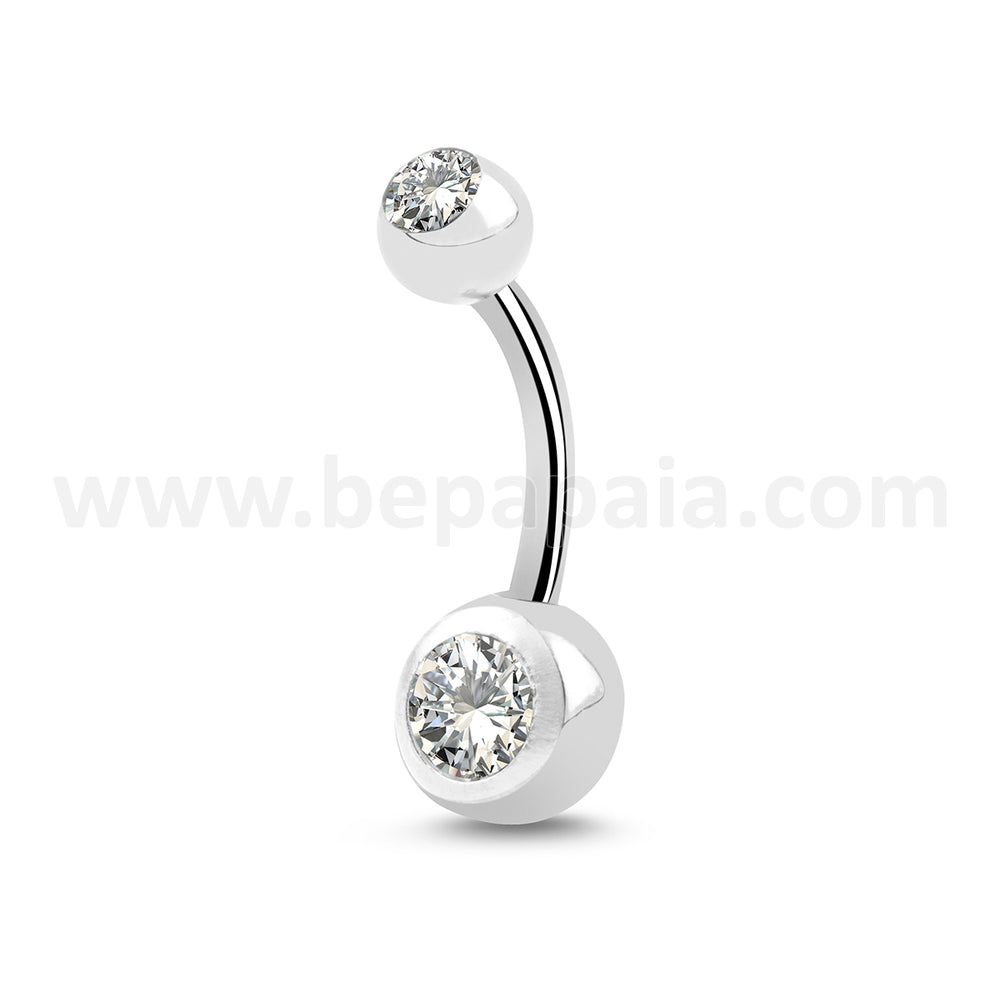 Piercing de Nombril en Titane avec Double Zircon