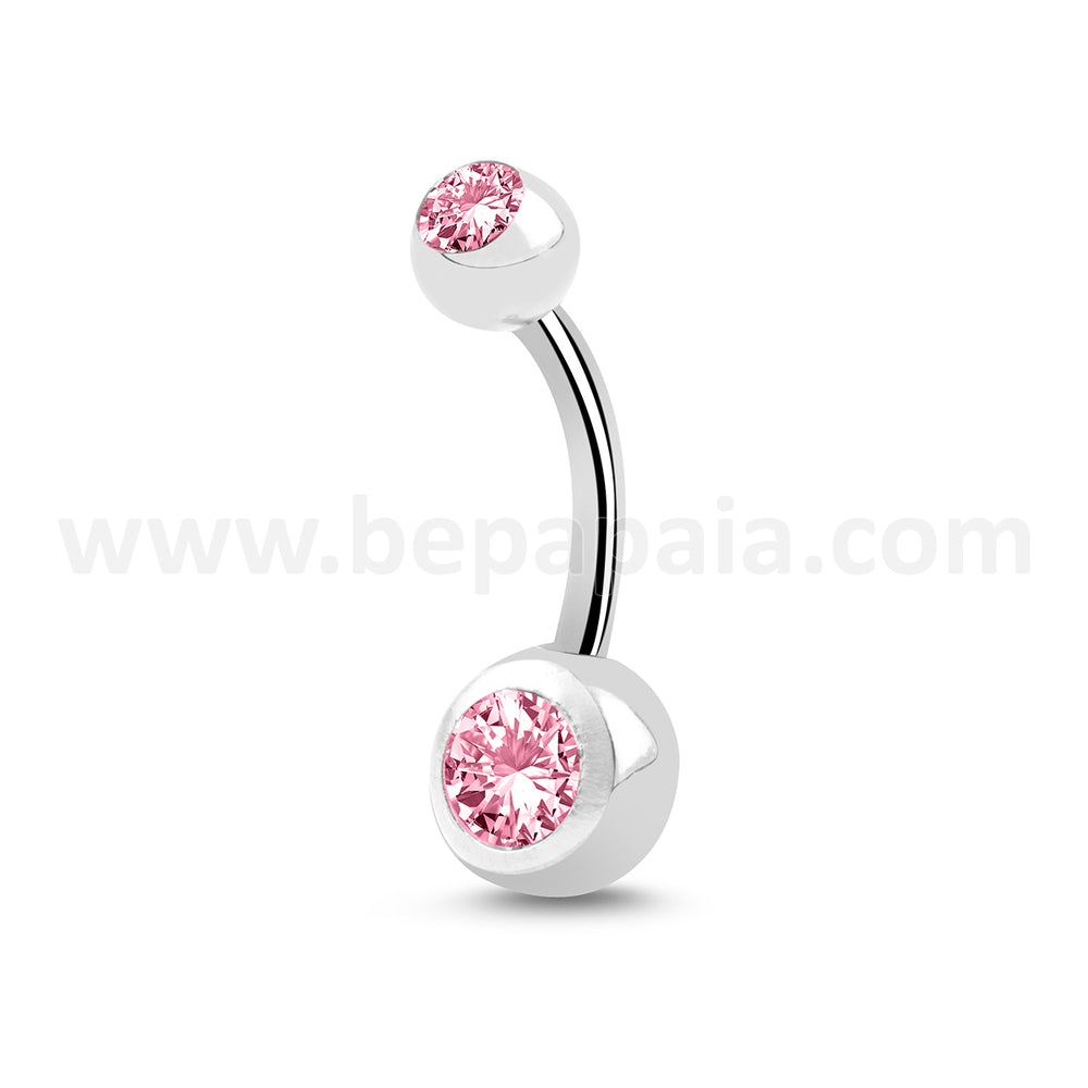 Piercing de Nombril en Titane avec Double Zircon