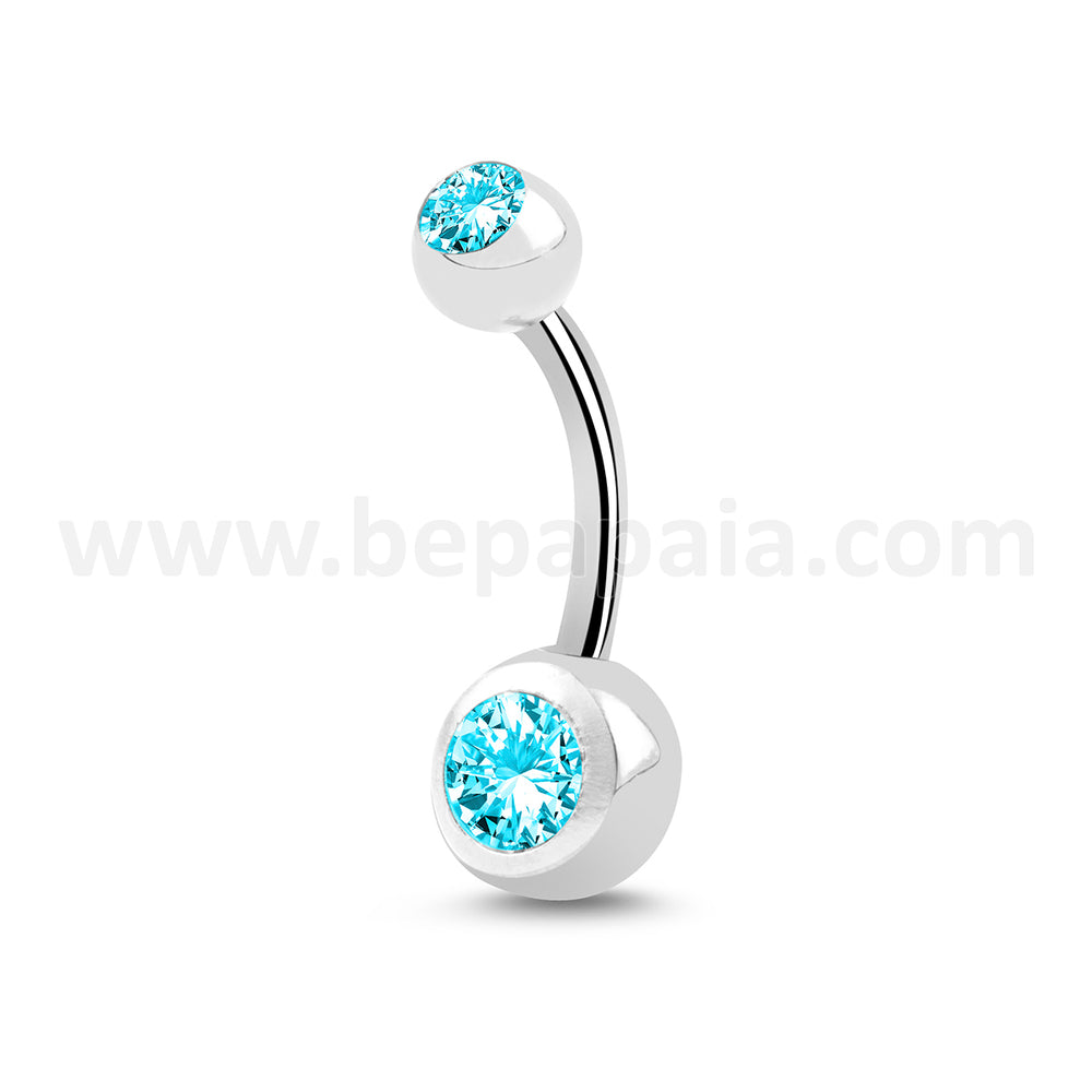 Piercing de Nombril en Titane avec Double Zircon