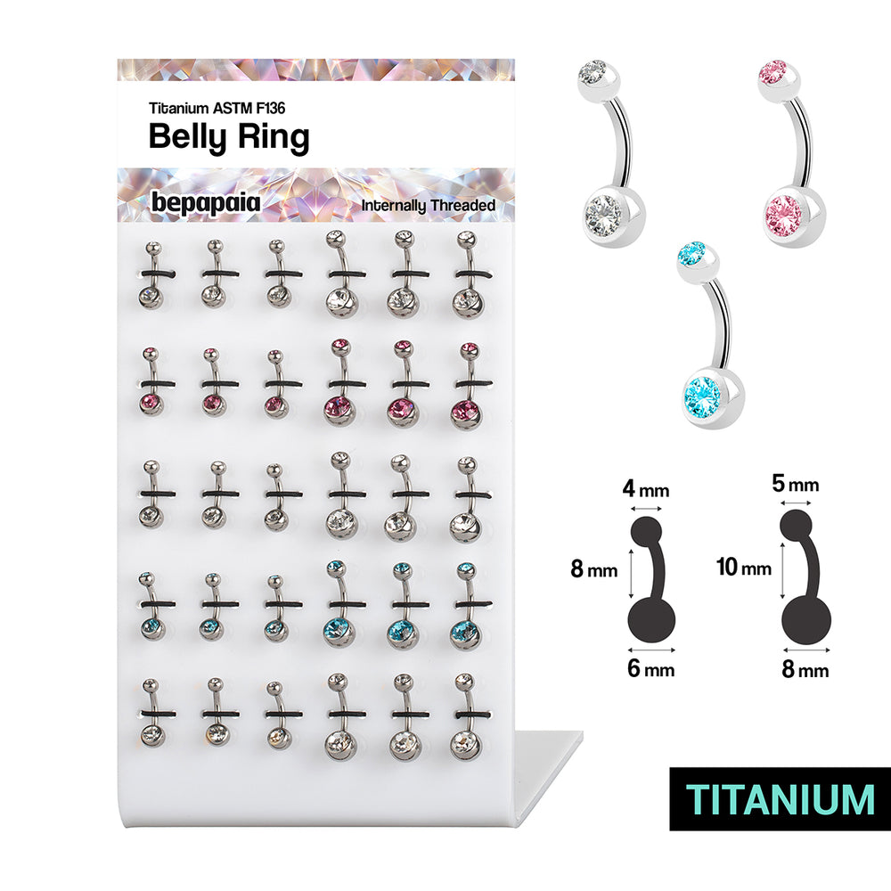 Piercing de Nombril en Titane avec Double Zircon