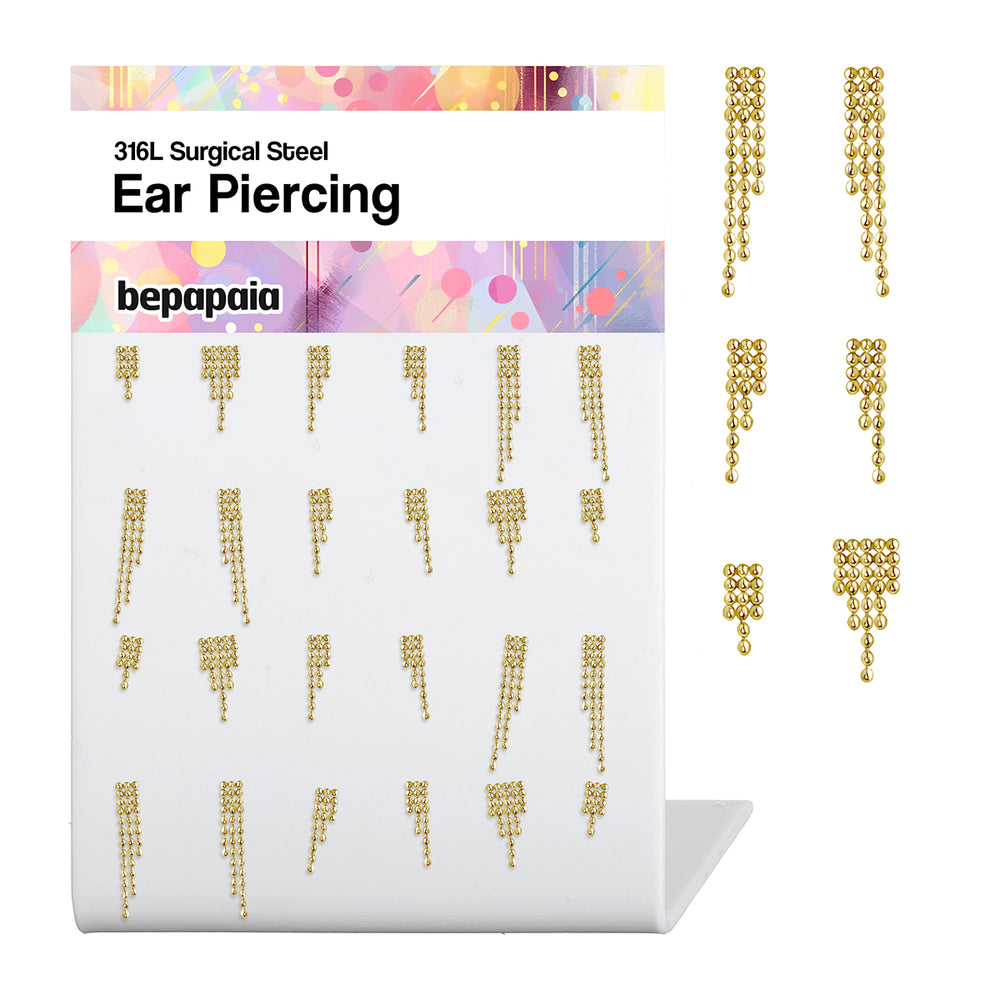 Labret en cascade de micro-perles doré