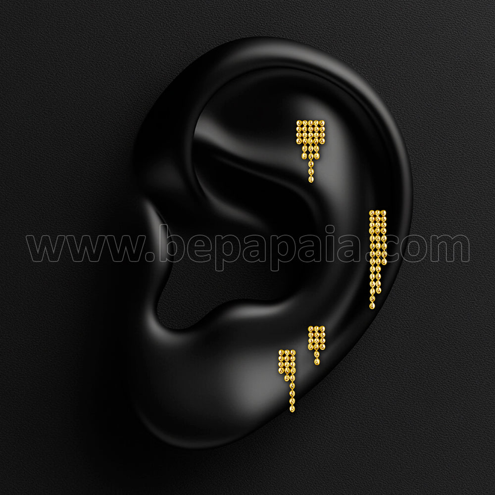 Labret en cascade de micro-perles doré