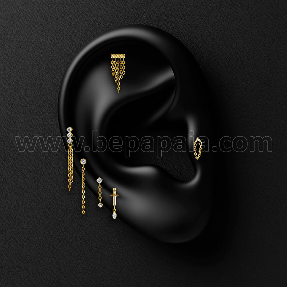 Labrets en Titane Doré Chaînes Rebel Glam