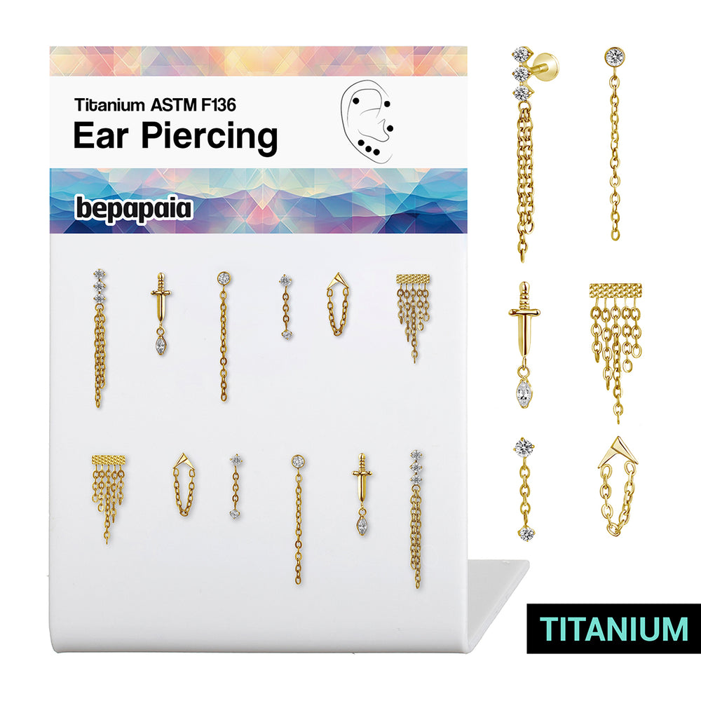 Labrets en Titane Doré Chaînes Rebel Glam