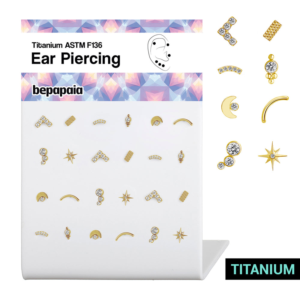 Collection Cosmos de Labrets en Titane Doré