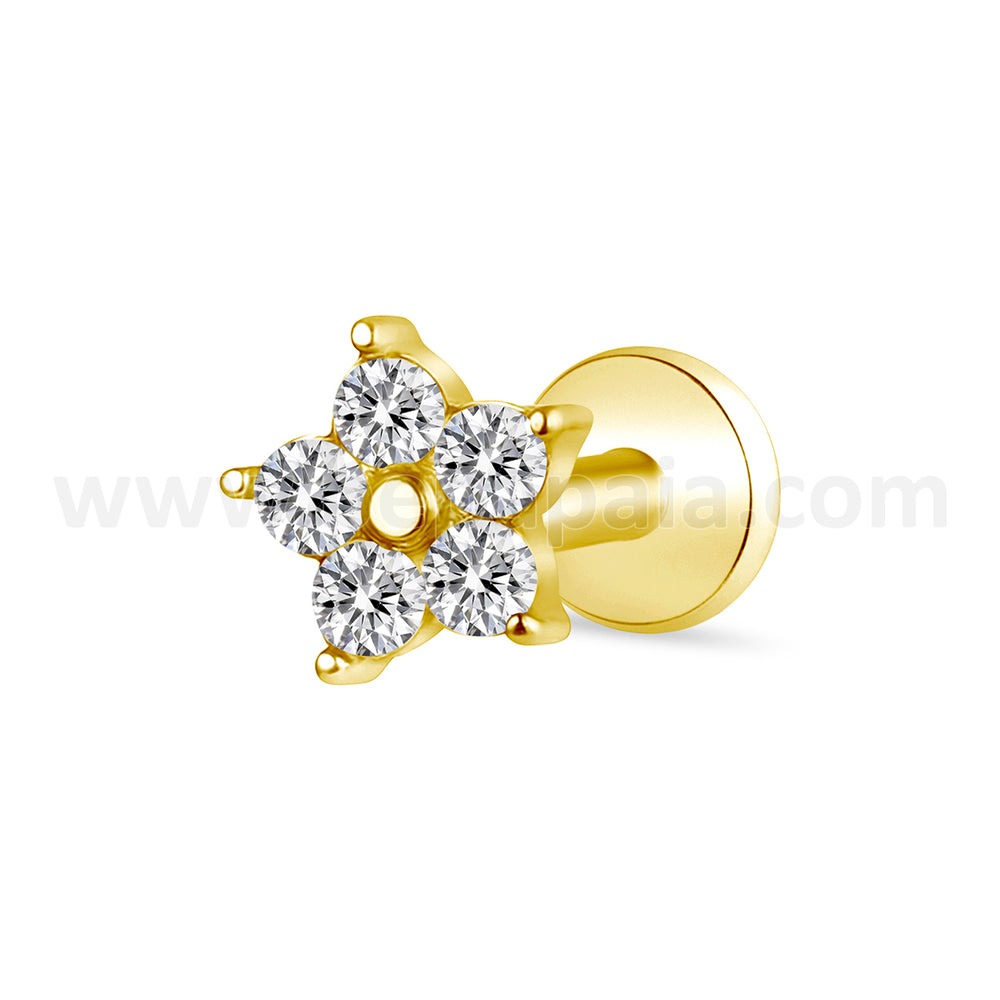 Labret flor con circonitas