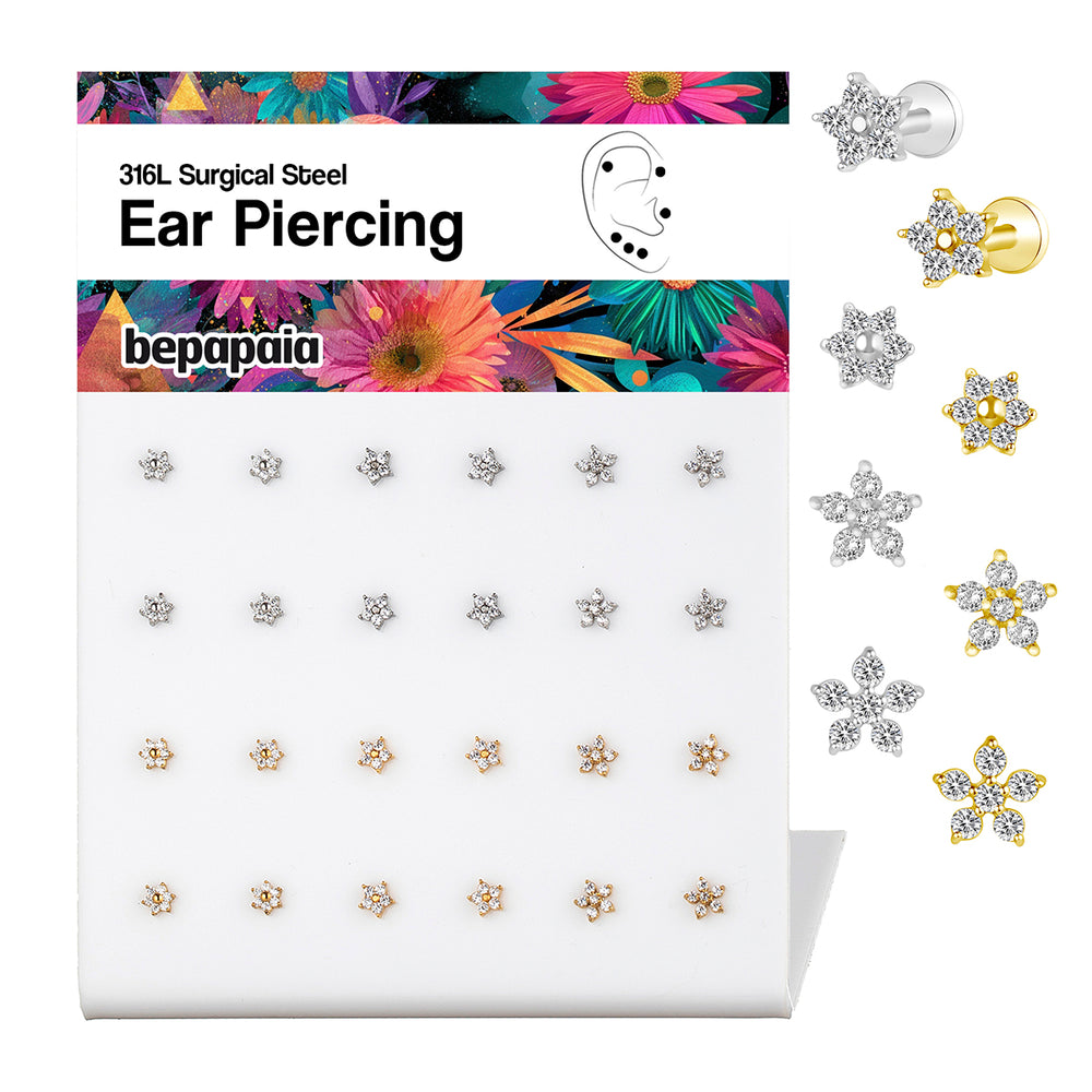 Labret flor con circonitas