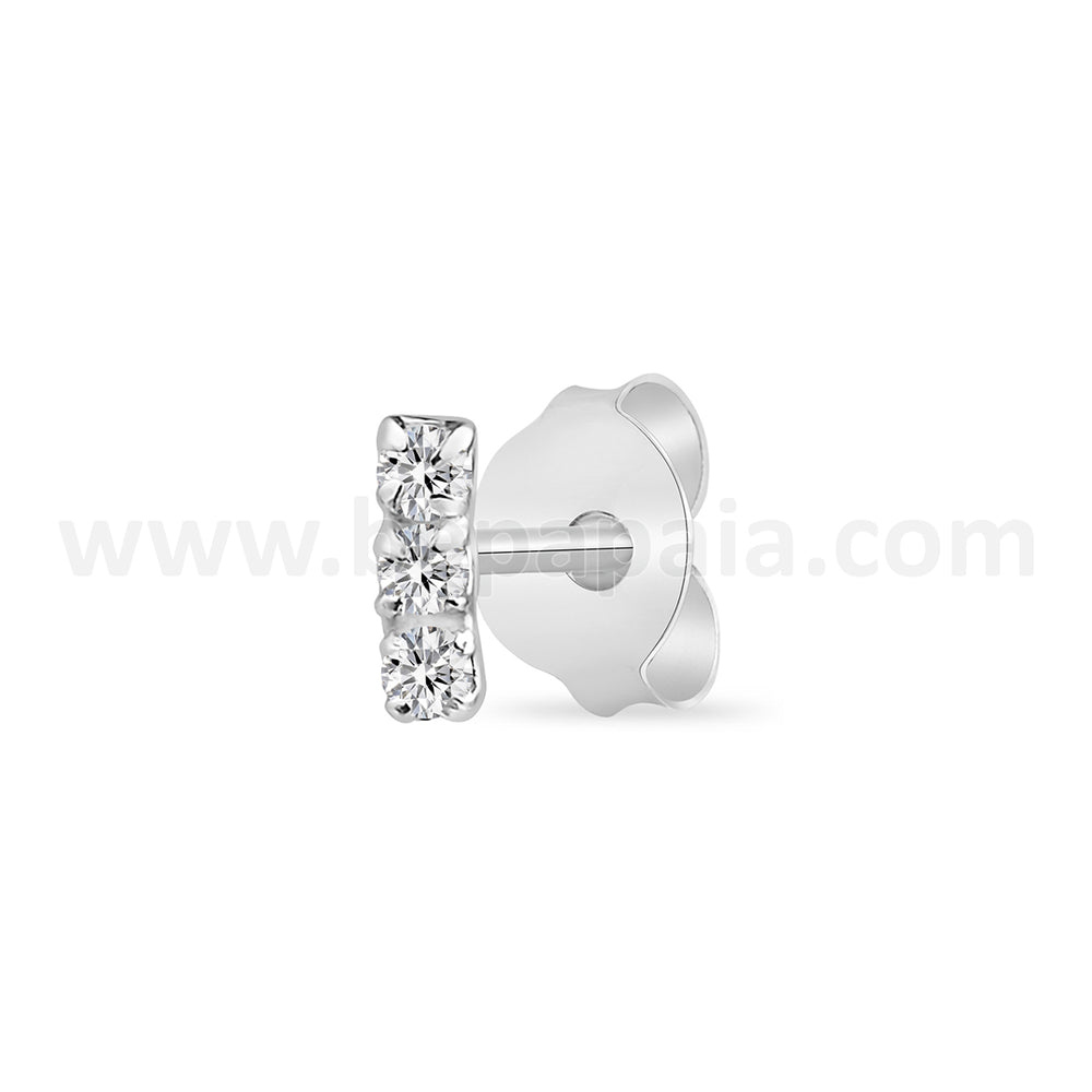Boucle d’oreille minimaliste en argent avec multizirconias