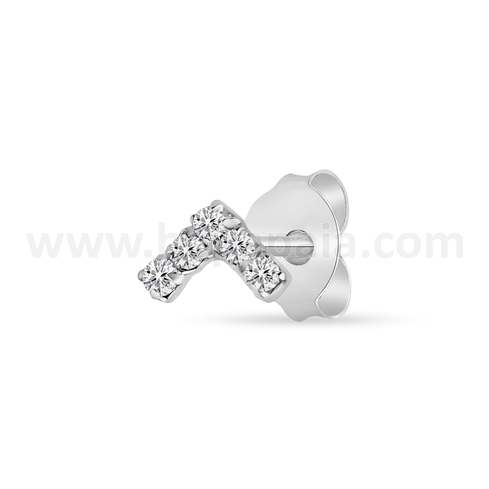 Boucle d’oreille minimaliste en argent avec multizirconias