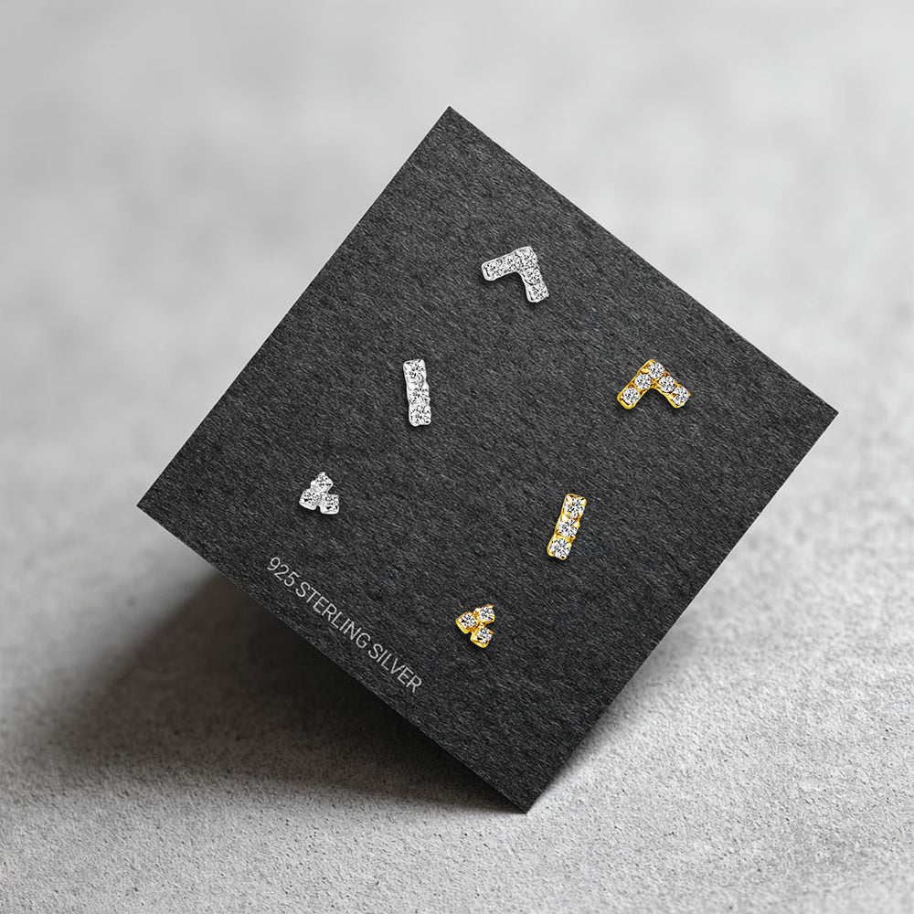 Pendiente de plata minimal multicirconita