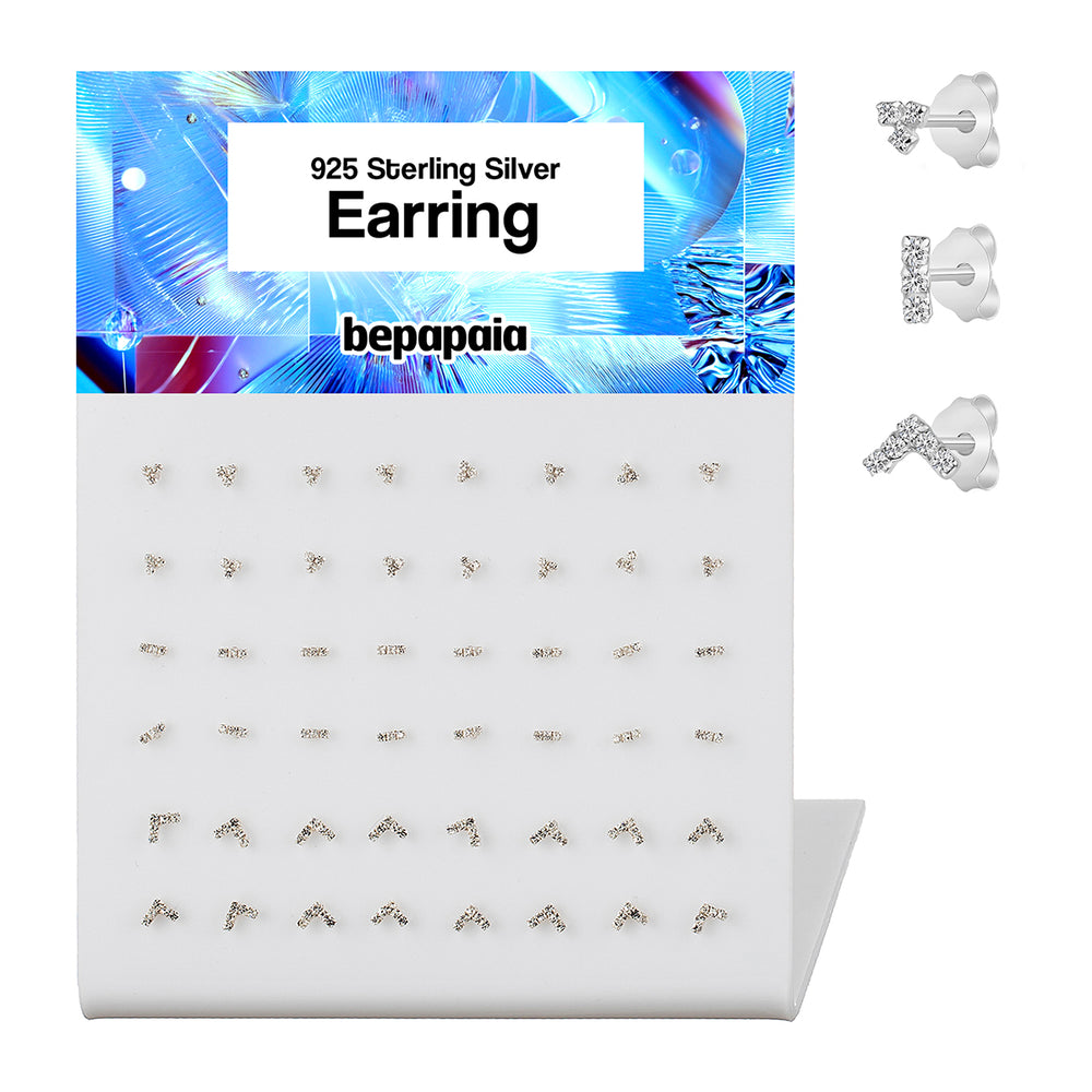 Boucle d’oreille minimaliste en argent avec multizirconias