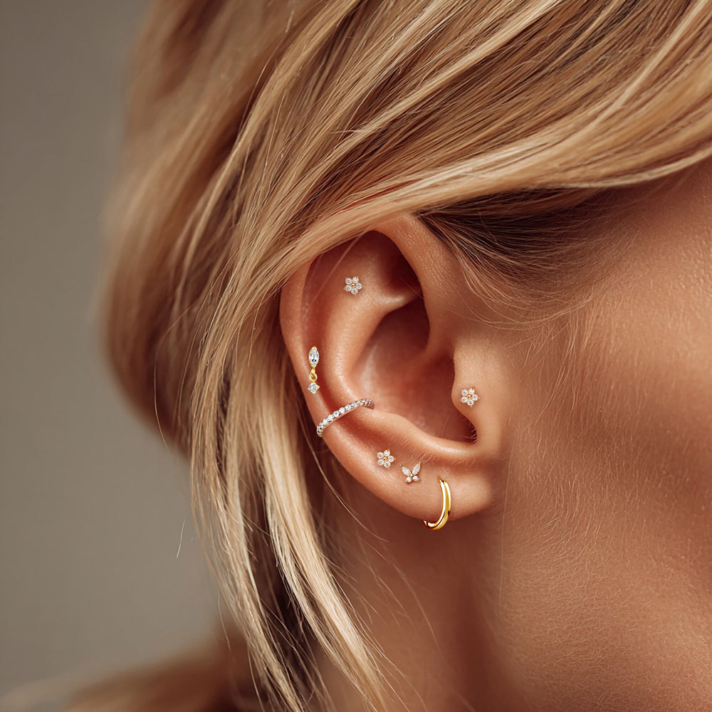 Labret flor con circonitas