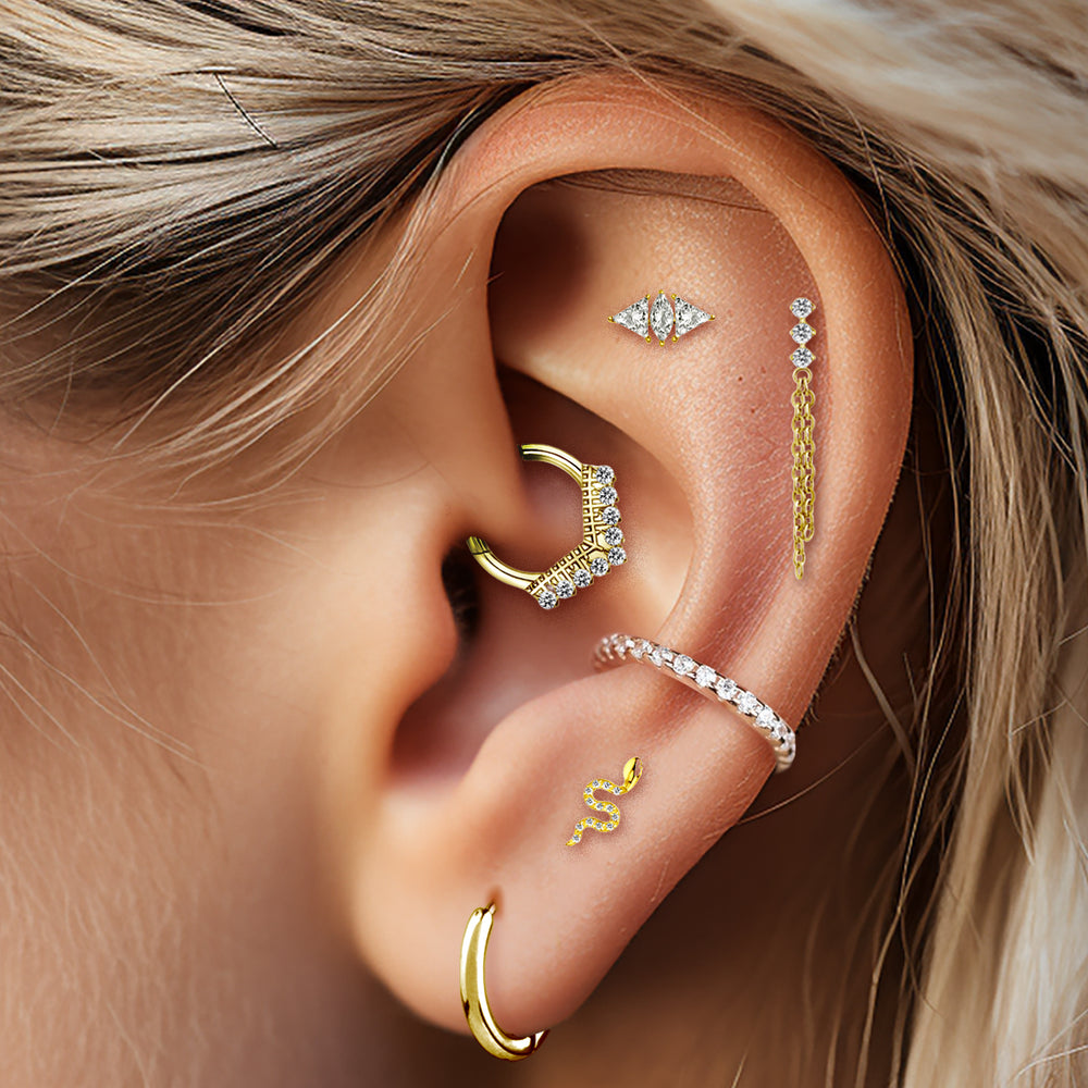 Glam Rebel Chains Golden Titanium Labrets